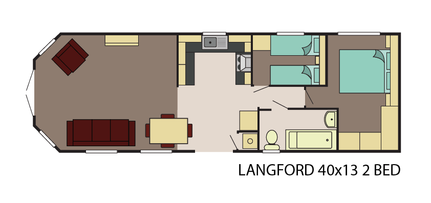 Delta caravans Langford 40x13 2 bed layout