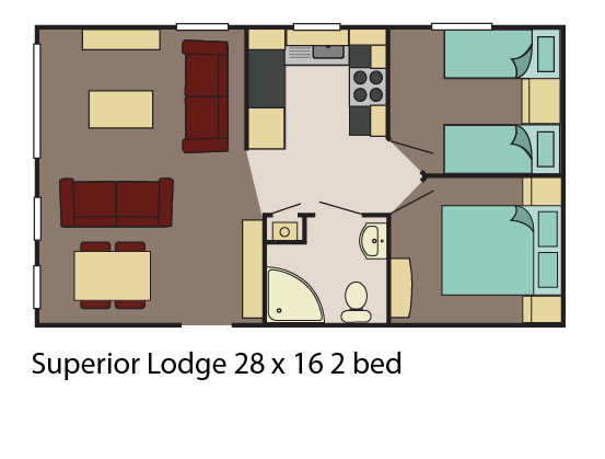 Superior Lodge 28x16 2 bed layout