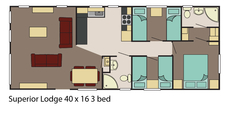 Superior Lodge 40x20 3 bed layout
