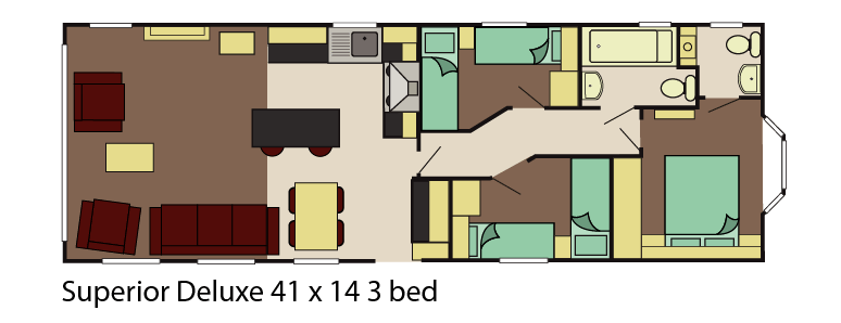 Delta caravans superior 40x14'6 2 bed layout